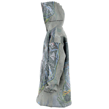 Whitefish Mountain, Montana Ski Trail Map - Snug Hoodie - Powderaddicts