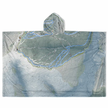 Moose Mountain, Alaska Ski Resort Map Flannel Blanket Poncho