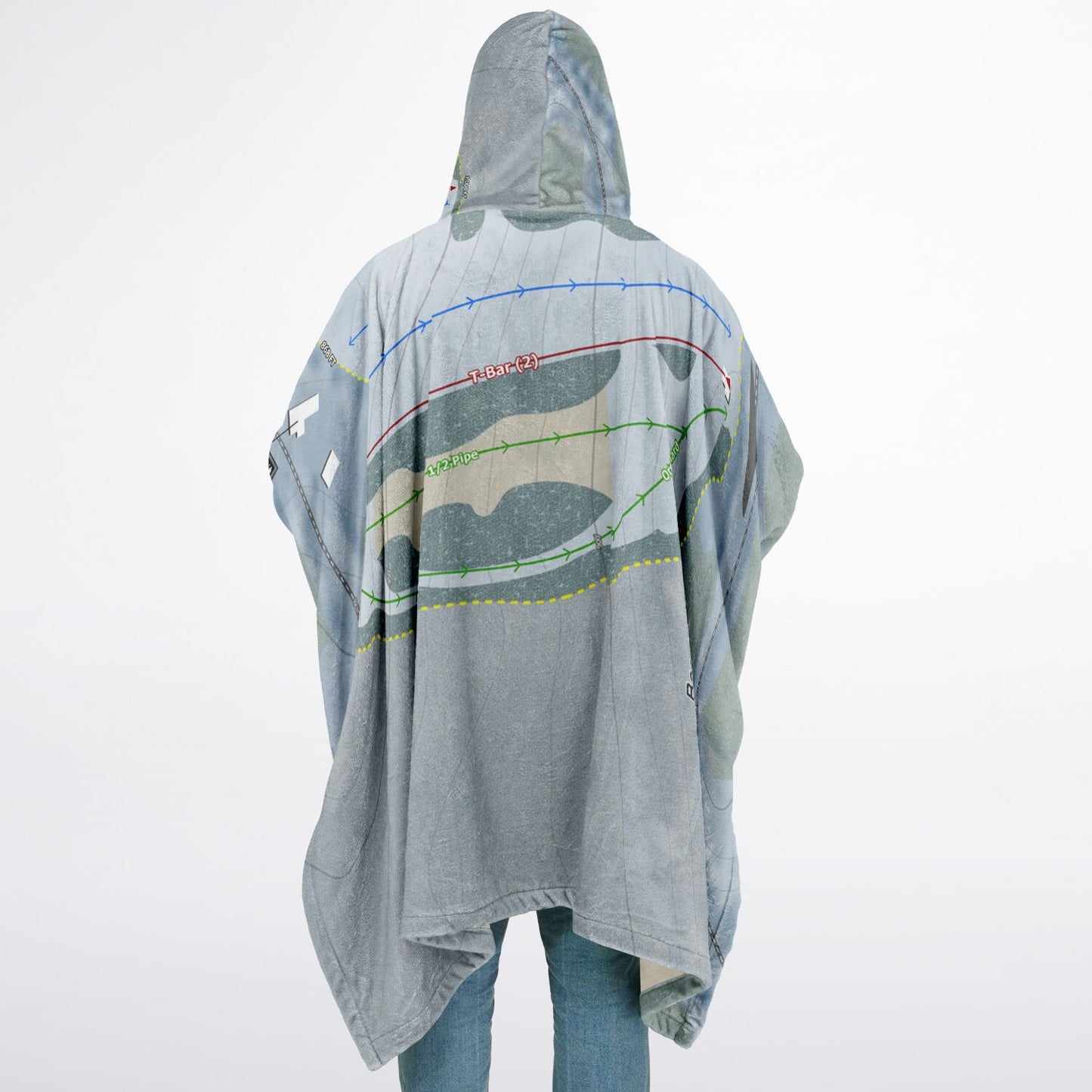 Beartown, New York Ski Resort Map Flannel Blanket Poncho