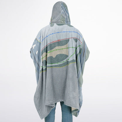 Beartown, New York Ski Resort Map Flannel Blanket Poncho