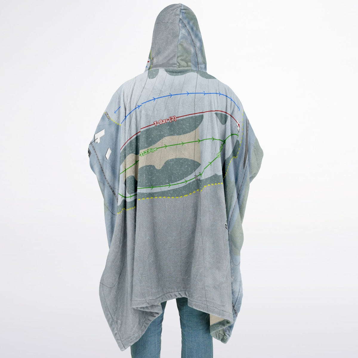 Beartown, New York Ski Resort Map Flannel Blanket Poncho