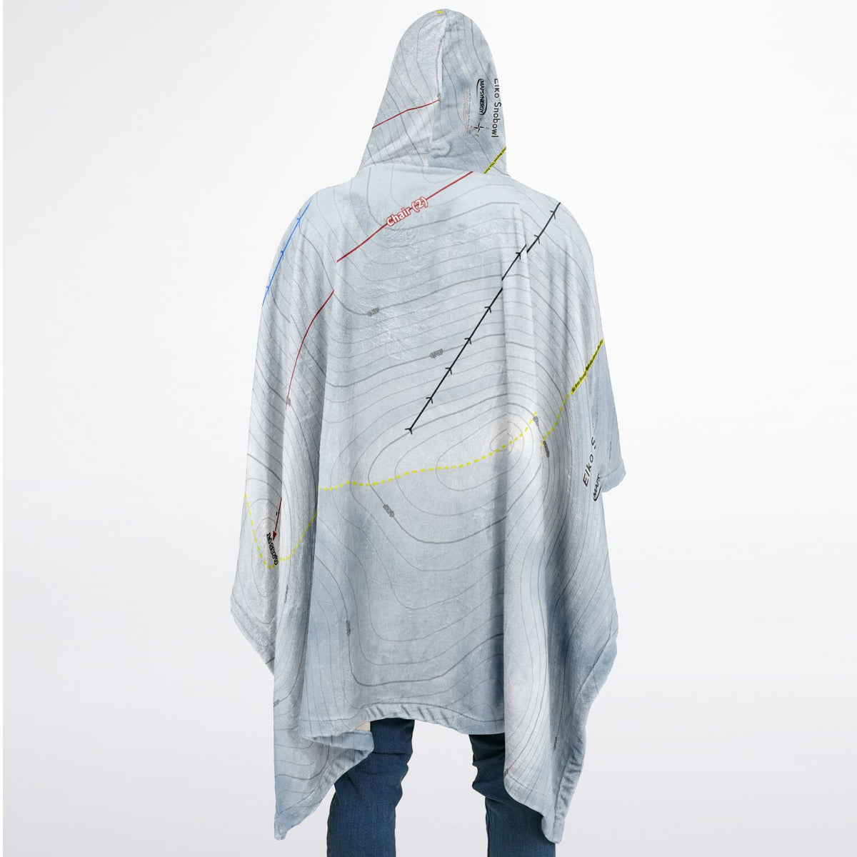 Elko Snobowl, Nevada Ski Resort Map Flannel Blanket Poncho