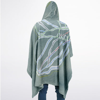 Purden Ski Village, British Columbia Ski Resort Map Flannel Blanket Poncho
