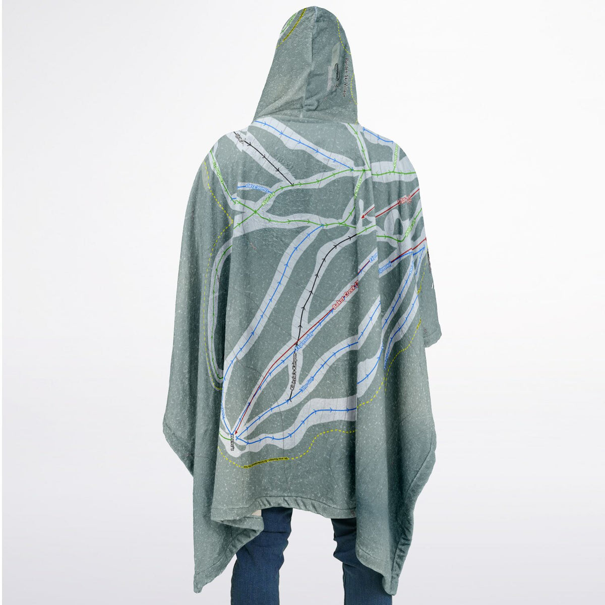 Purden Ski Village, British Columbia Ski Resort Map Flannel Blanket Poncho