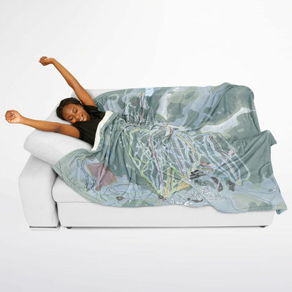 Mt Washington, British Columbia Ski Resort Map Flannel Blanket Poncho