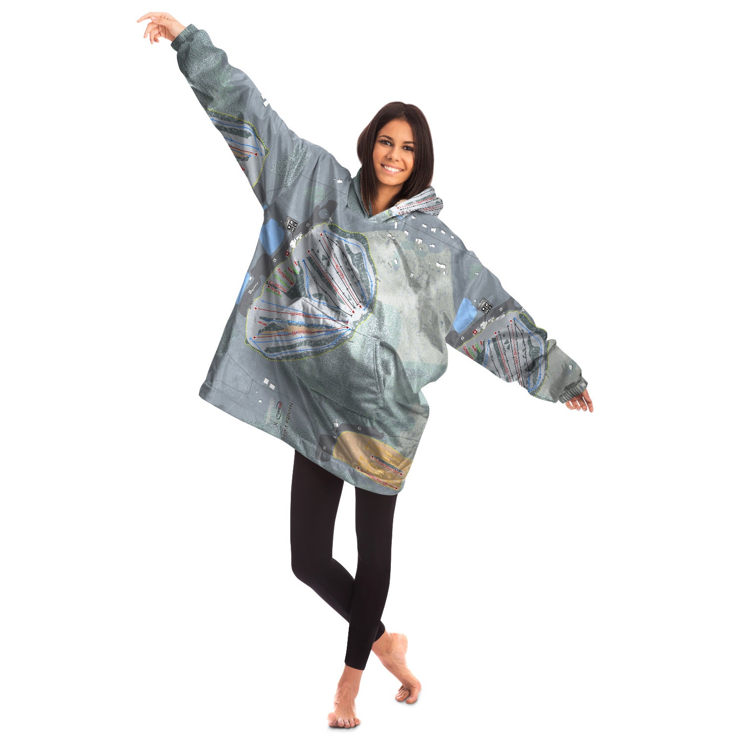 Nashoba Valley, Massachusetts Ski Trail Map Snug Hoodie