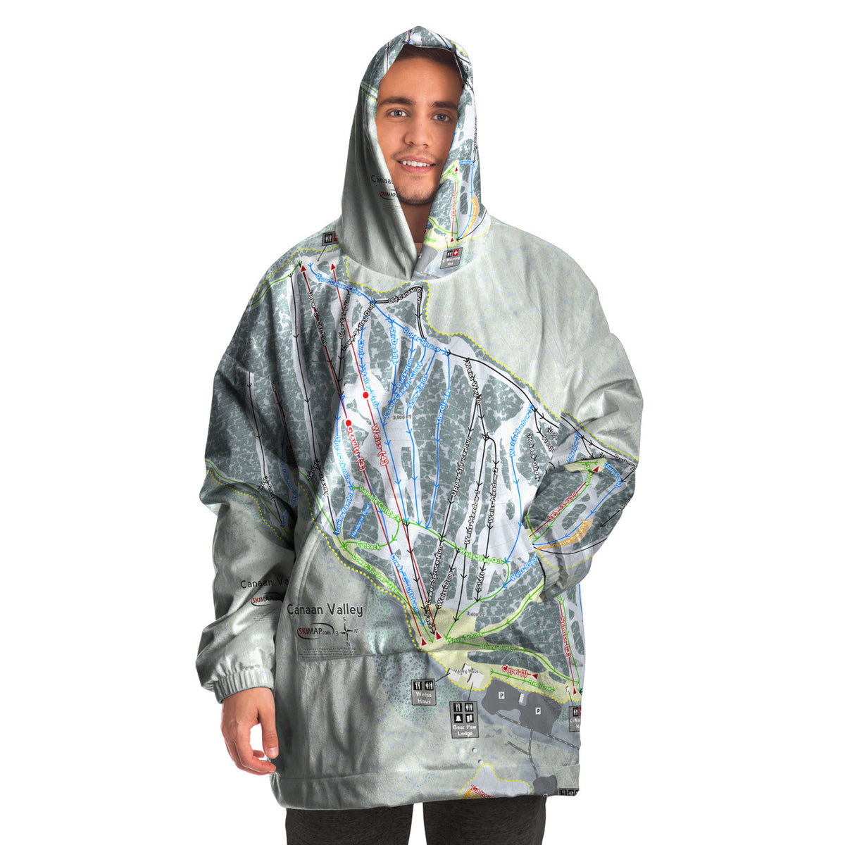 Canaan Valley, West Virginia Ski Trail Map - Snug Hoodie
