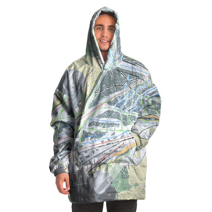 Pine Mountain, Michigan Ski Trail Map Snug Hoodie - Powderaddicts