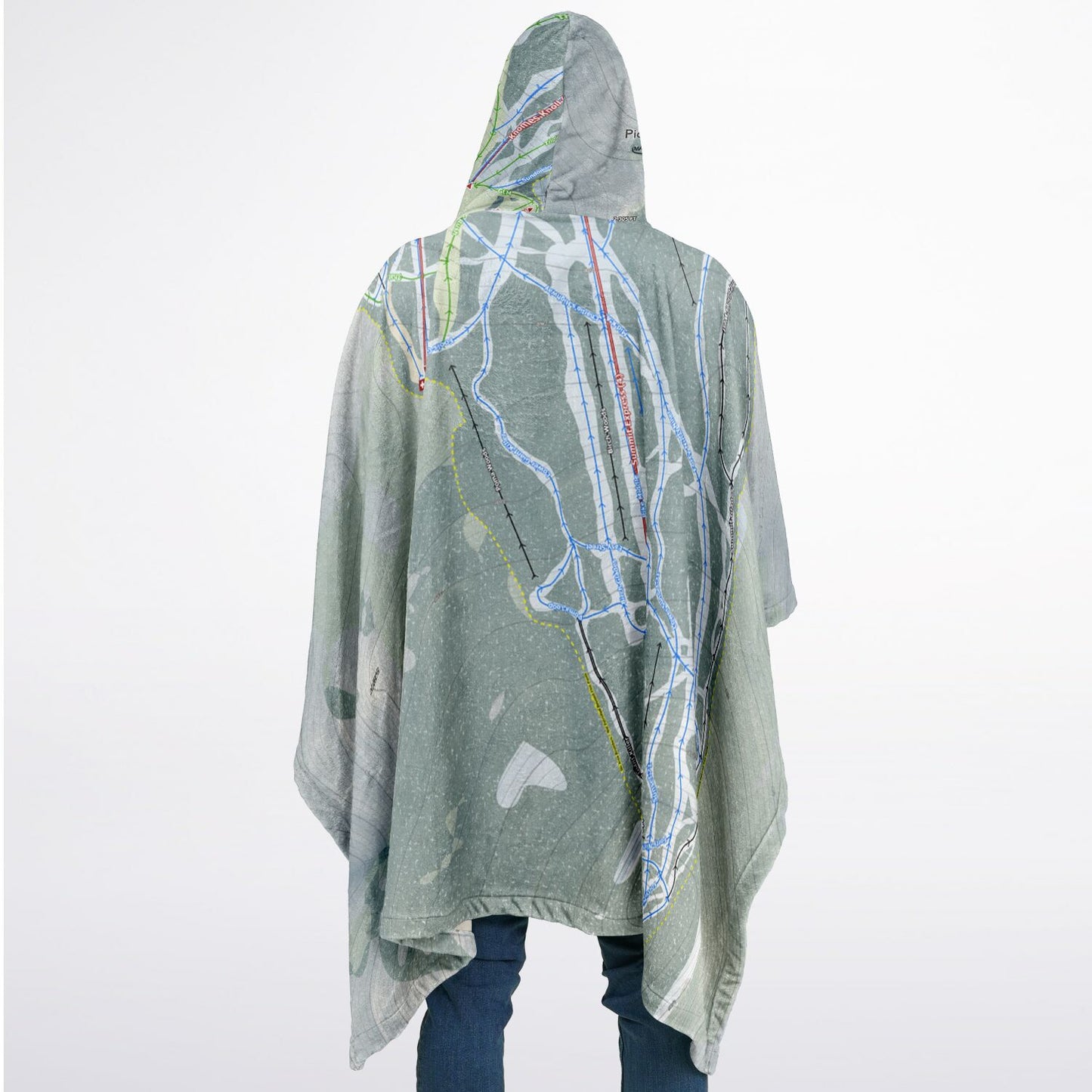 Pico Mountain, Vermont Ski Resort Map Flannel Blanket Poncho