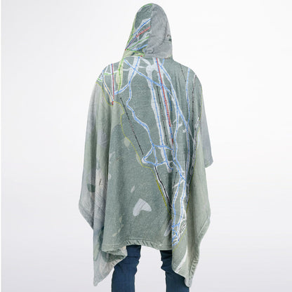 Pico Mountain, Vermont Ski Resort Map Flannel Blanket Poncho