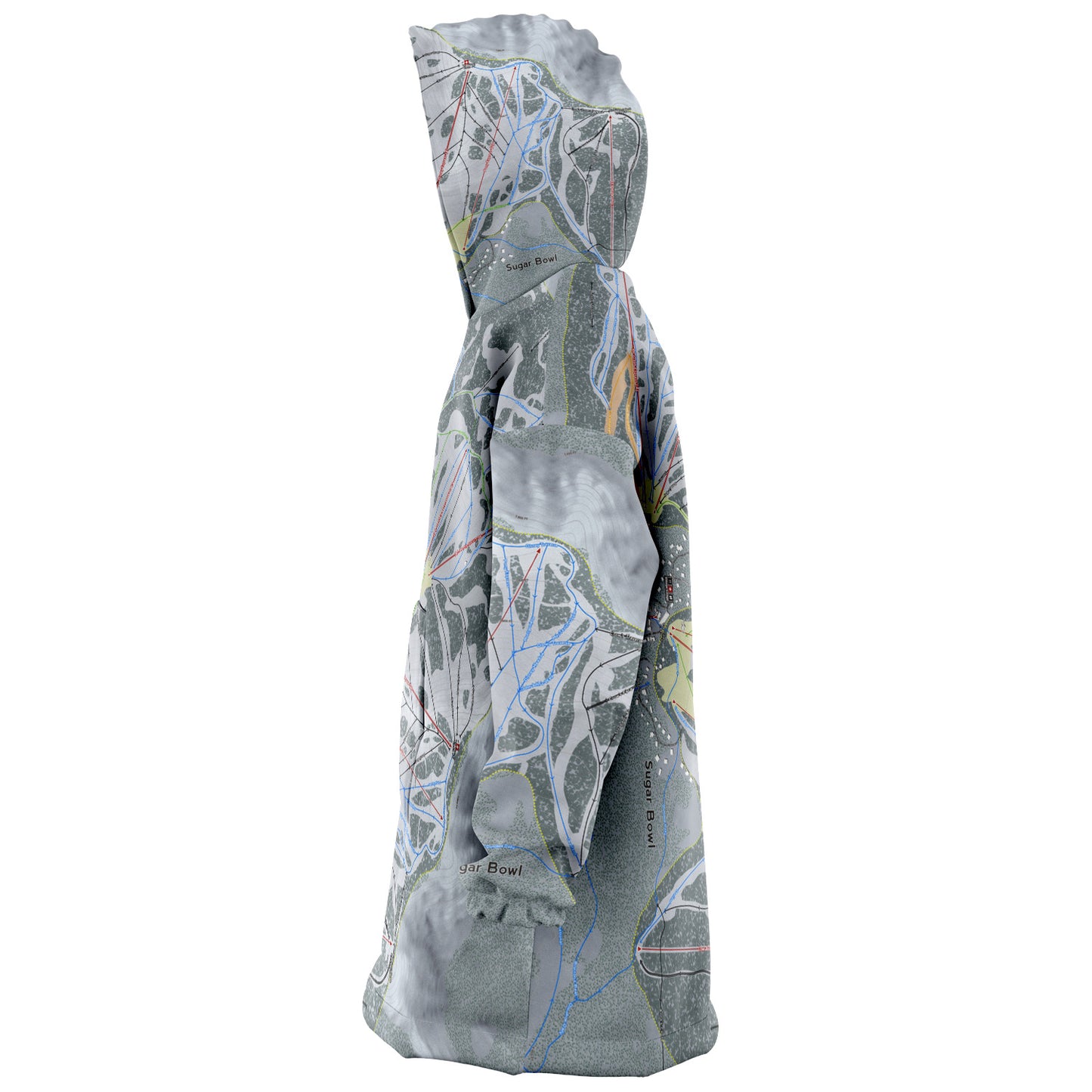 Sugar Bowl, California Ski Trail Map - Snug Hoodie