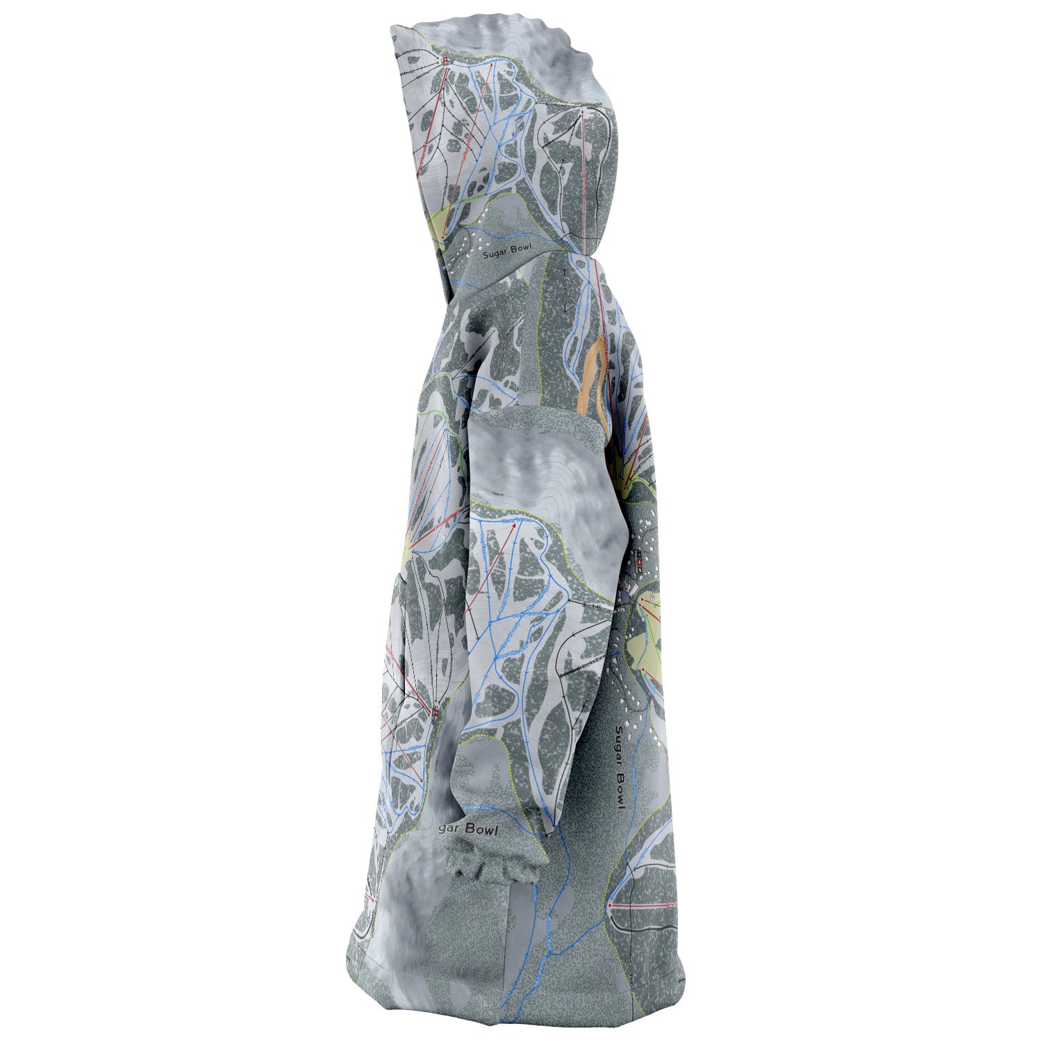 Sugar Bowl, California Ski Trail Map - Snug Hoodie