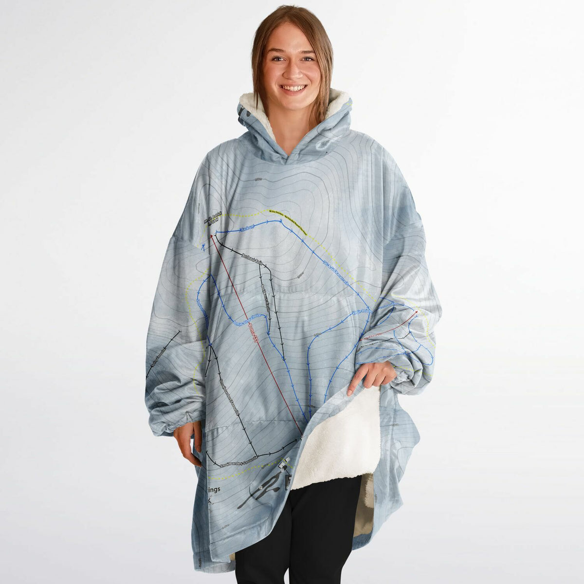 Hanmer Springs, New Zealand Ski Trail Map - Snug Hoodie