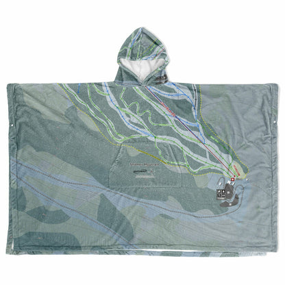 Shames Mountain, British Columbia Ski Resort Map Flannel Blanket Poncho