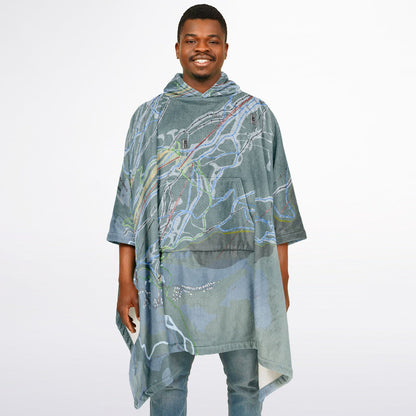 Panorama, British Columbia Ski Resort Map Flannel Blanket Poncho