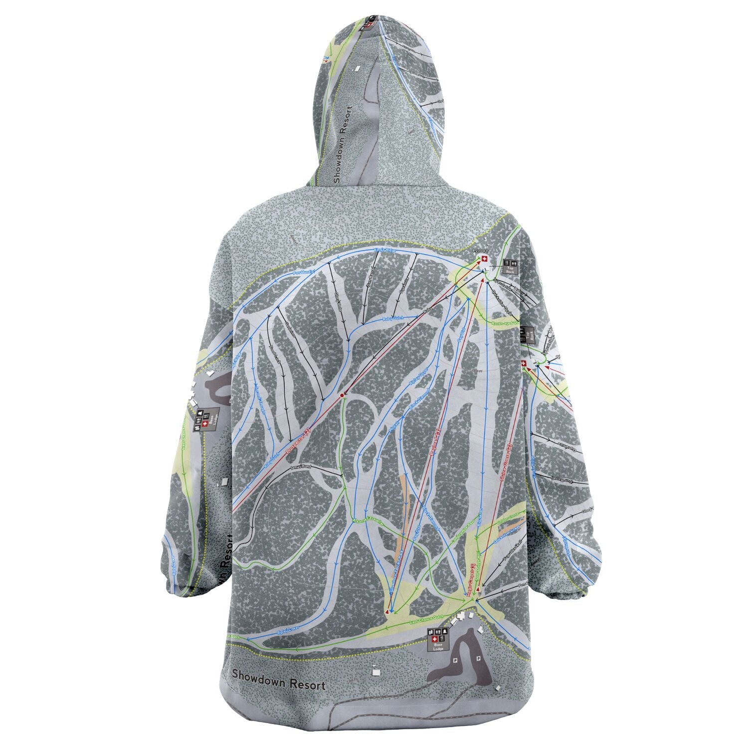 Showdown, Montana Ski Trail Map - Snug Hoodie - Powderaddicts