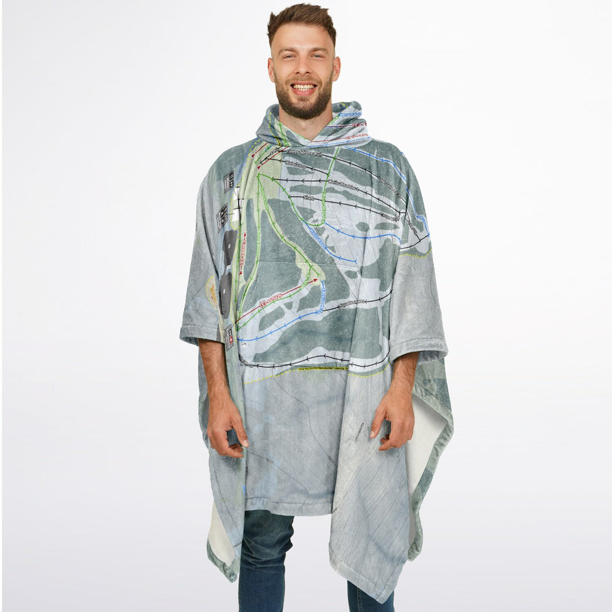 Canaan Valley, West Virginia Ski Resort Map Flannel Blanket Poncho