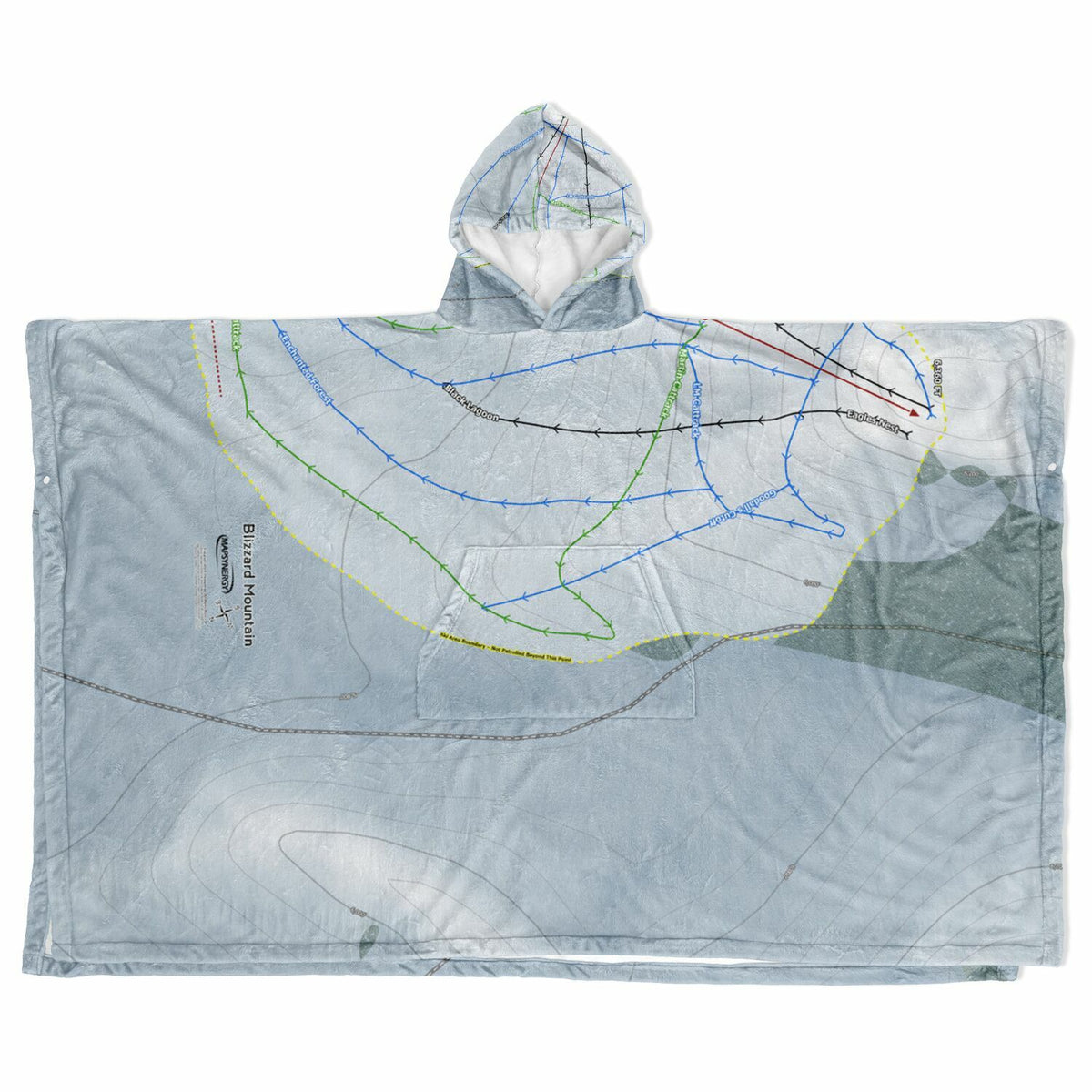 Blizzard Mountain, Idaho Ski Resort Map Flannel Blanket Poncho