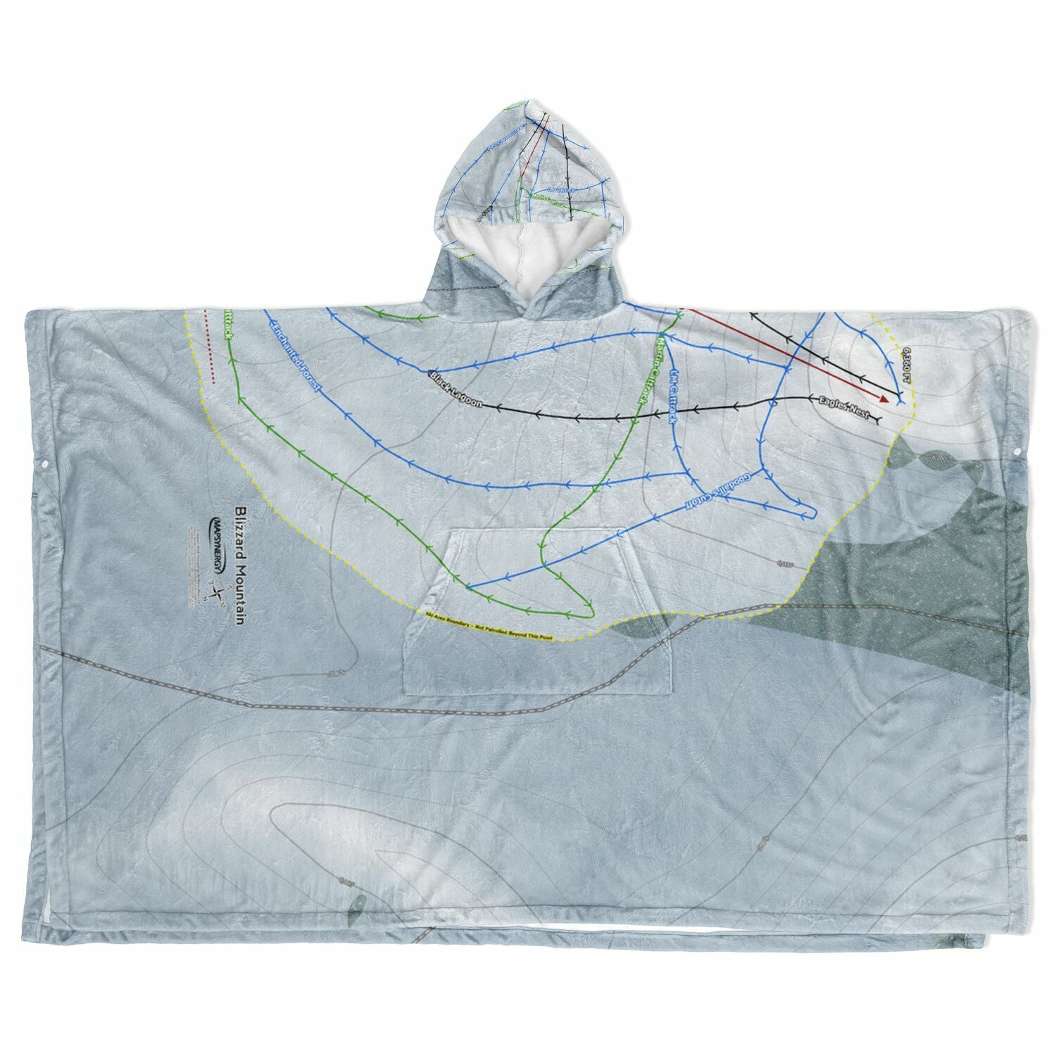 Blizzard Mountain, Idaho Ski Resort Map Flannel Blanket Poncho