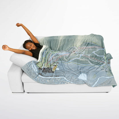 Hunter Mountain, New York Ski Resort Map Flannel Blanket Poncho