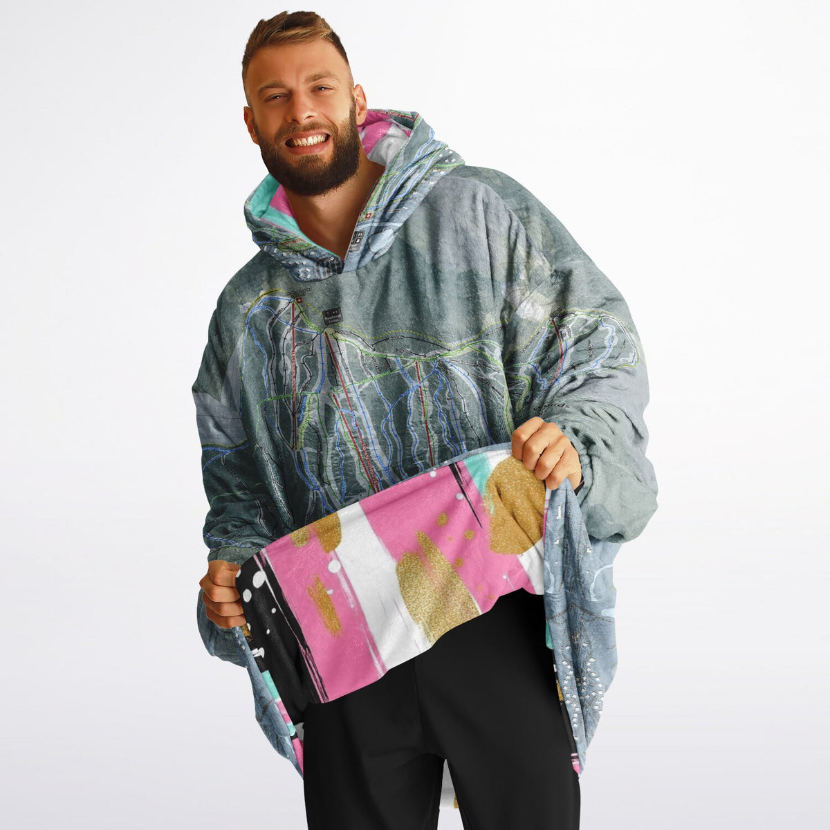 Bretton Woods, New Hampshire Ski Resort Map Reversible Snug Hoodie