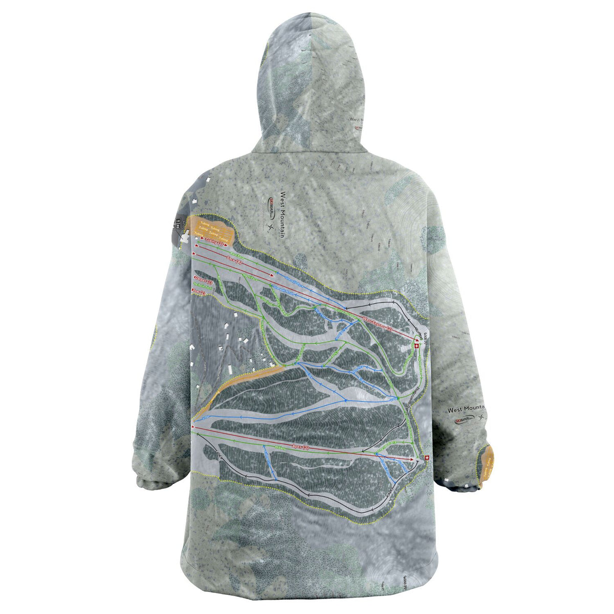 West Mountain, New York Ski Trail Map Snug Hoodie