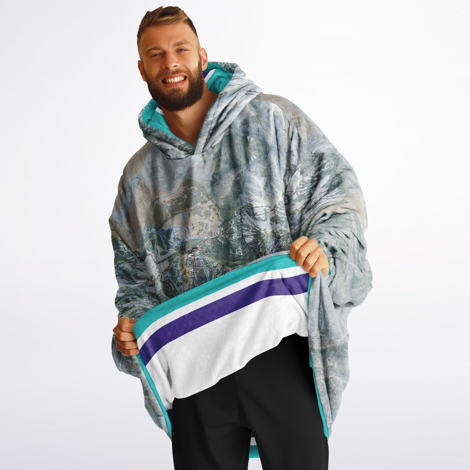 Powder Mountain, Utah Ski Resort Map Reversible Snug Hoodie