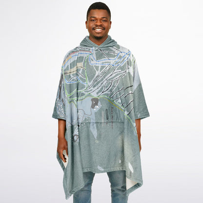 Apex Mountain, British Columbia Ski Resort Map Flannel Blanket Poncho