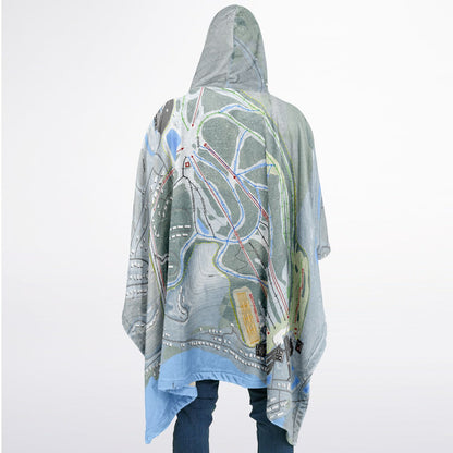 Wisp, Maryland Ski Resort Map Flannel Blanket Poncho