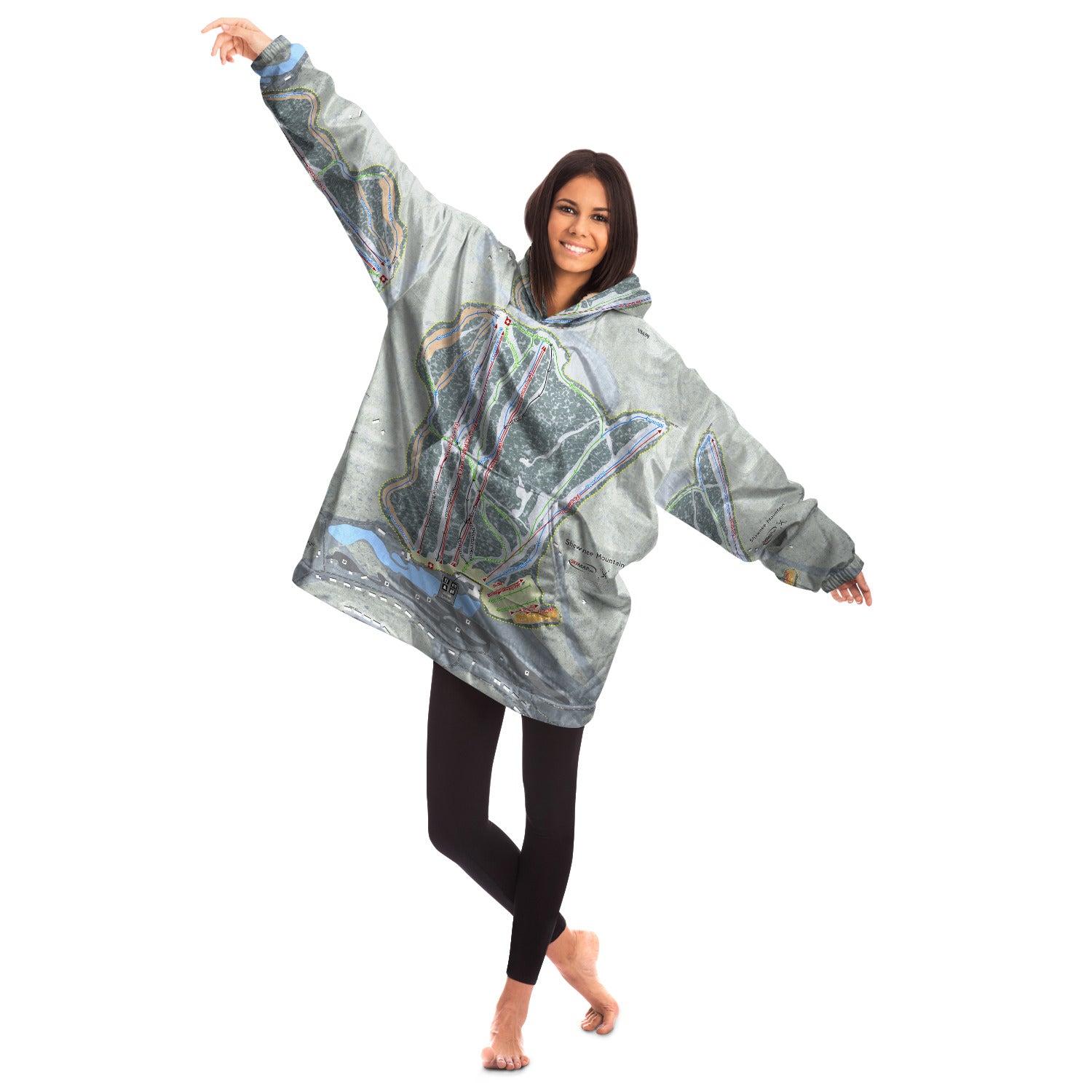 Shawnee Mountain, Pennsylvania Ski Trail Map Snug Hoodie