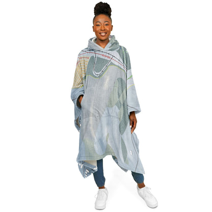 Val Bialas Ski Center, New York Ski Resort Map Flannel Blanket Poncho