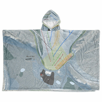 Birch Hill, Alaska Ski Resort Map Flannel Blanket Poncho