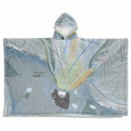 Birch Hill, Alaska Ski Resort Map Flannel Blanket Poncho