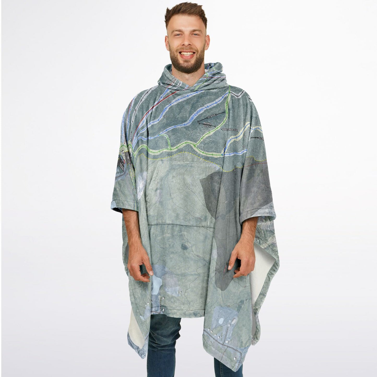 Mount Sunapee, New Hampshire Ski Resort Map Flannel Blanket Poncho