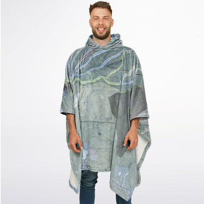 Mount Sunapee, New Hampshire Ski Resort Map Flannel Blanket Poncho