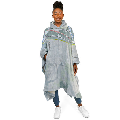 Easton Ski Area, Massachusetts Ski Resort Map Flannel Blanket Poncho