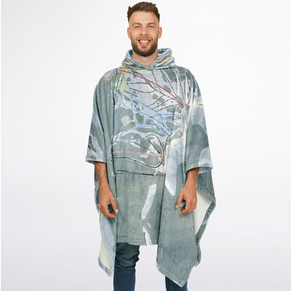 Sugar Bowl, California Ski Resort Map Flannel Blanket Poncho