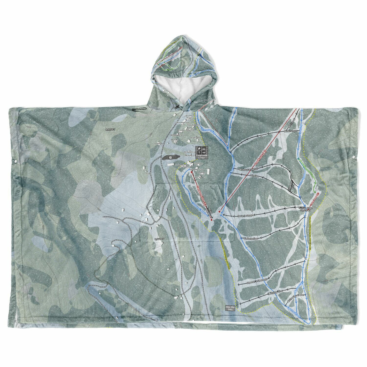 Eagle Point, Utah Ski Resort Map Flannel Blanket Poncho
