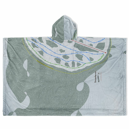 Snowhaven, Idaho Ski Resort Map Flannel Blanket Poncho