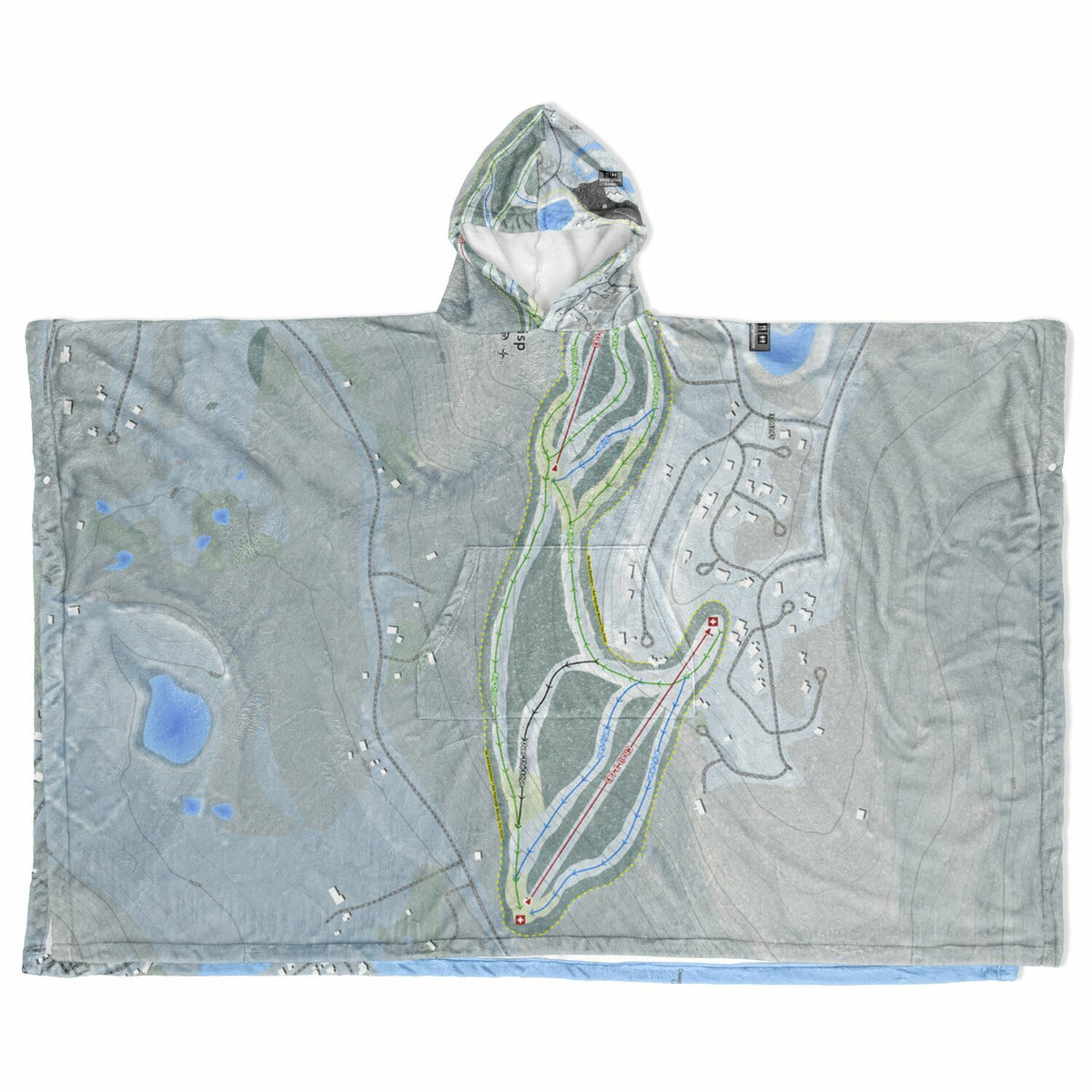 Wisp, Maryland Ski Resort Map Flannel Blanket Poncho