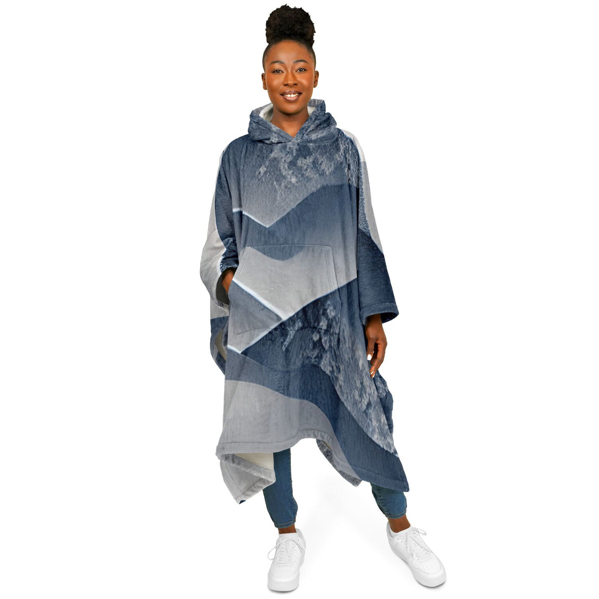 Abstract Foggy Mountain, Flannel Blanket Poncho