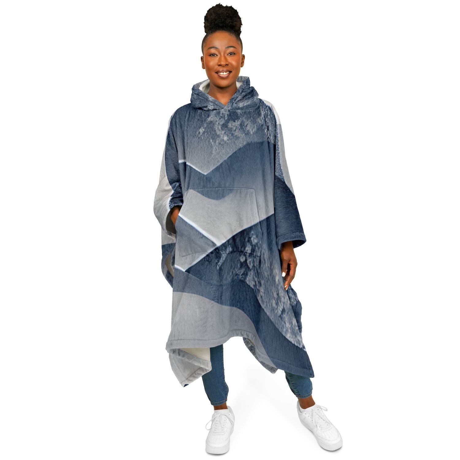 Abstract Foggy Mountain, Flannel Blanket Poncho