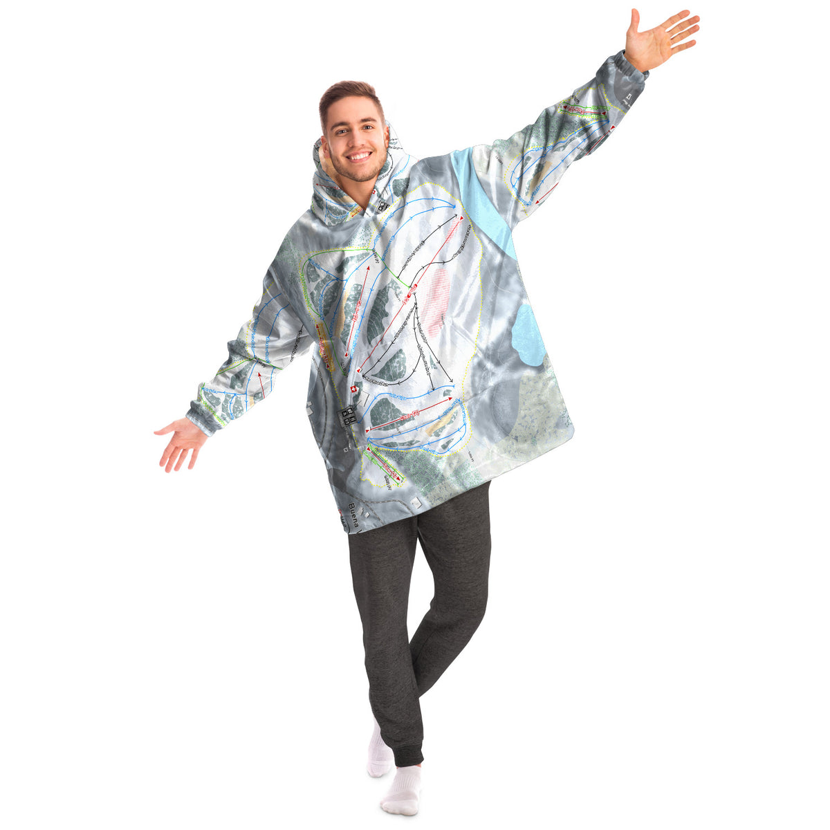 Buena Vista, Minnesota Ski Trail Map Snug Hoodie