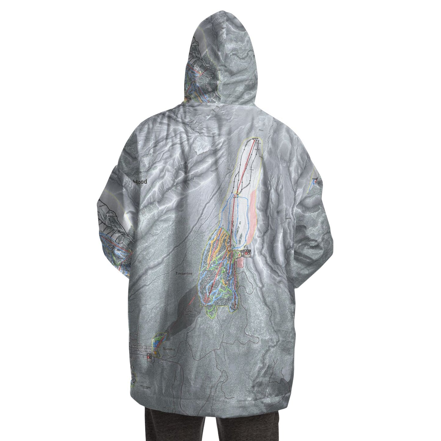 Mt. Hood, Oregon Ski Trail Map - Snug Hoodie