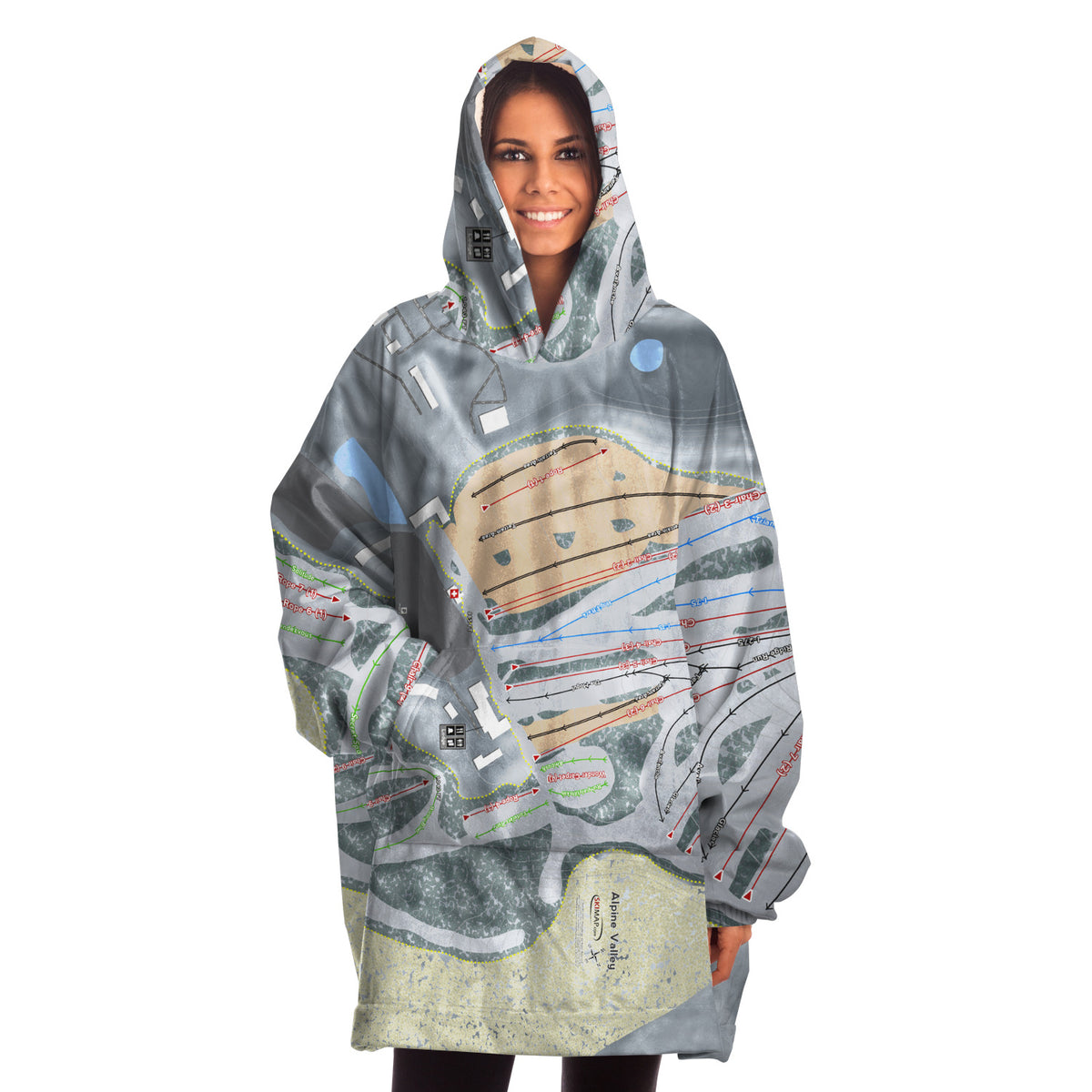 Alpine Valley, Michigan Ski Trail Map Snug Hoodie