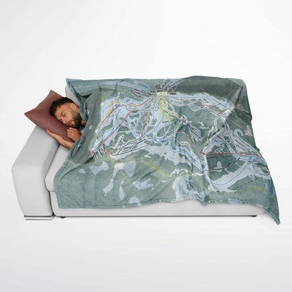 Stevens Pass, Washington Ski Resort Map Flannel Blanket Poncho