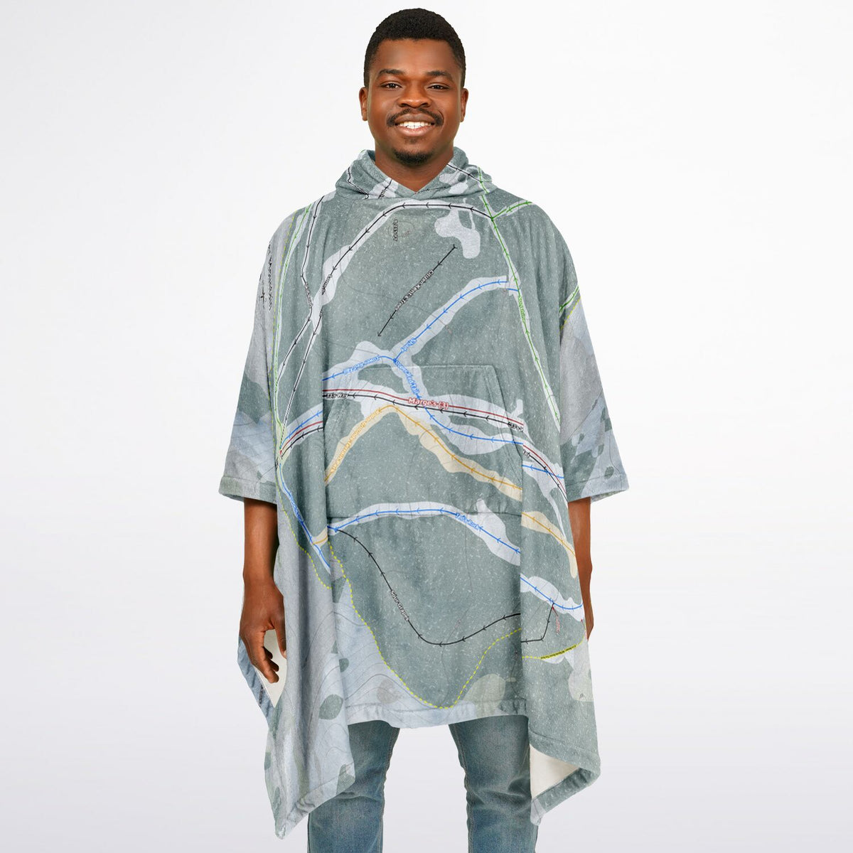 Beaver Mountain, Utah Ski Resort Map Flannel Blanket Poncho
