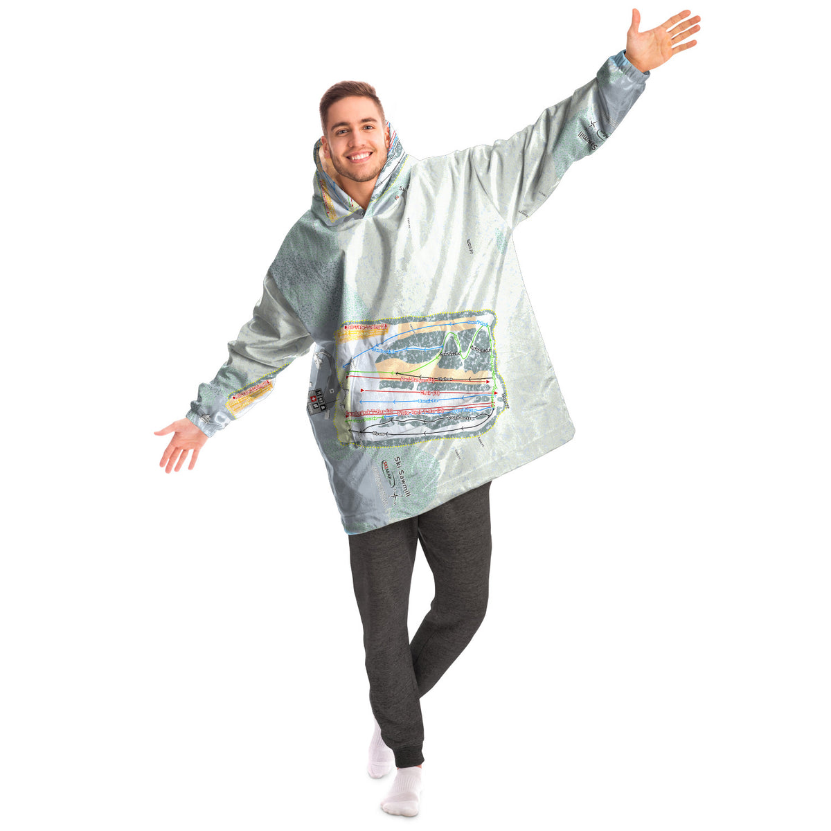 Ski Sawmill, Pennsylvania Ski Trail Map Snug Hoodie