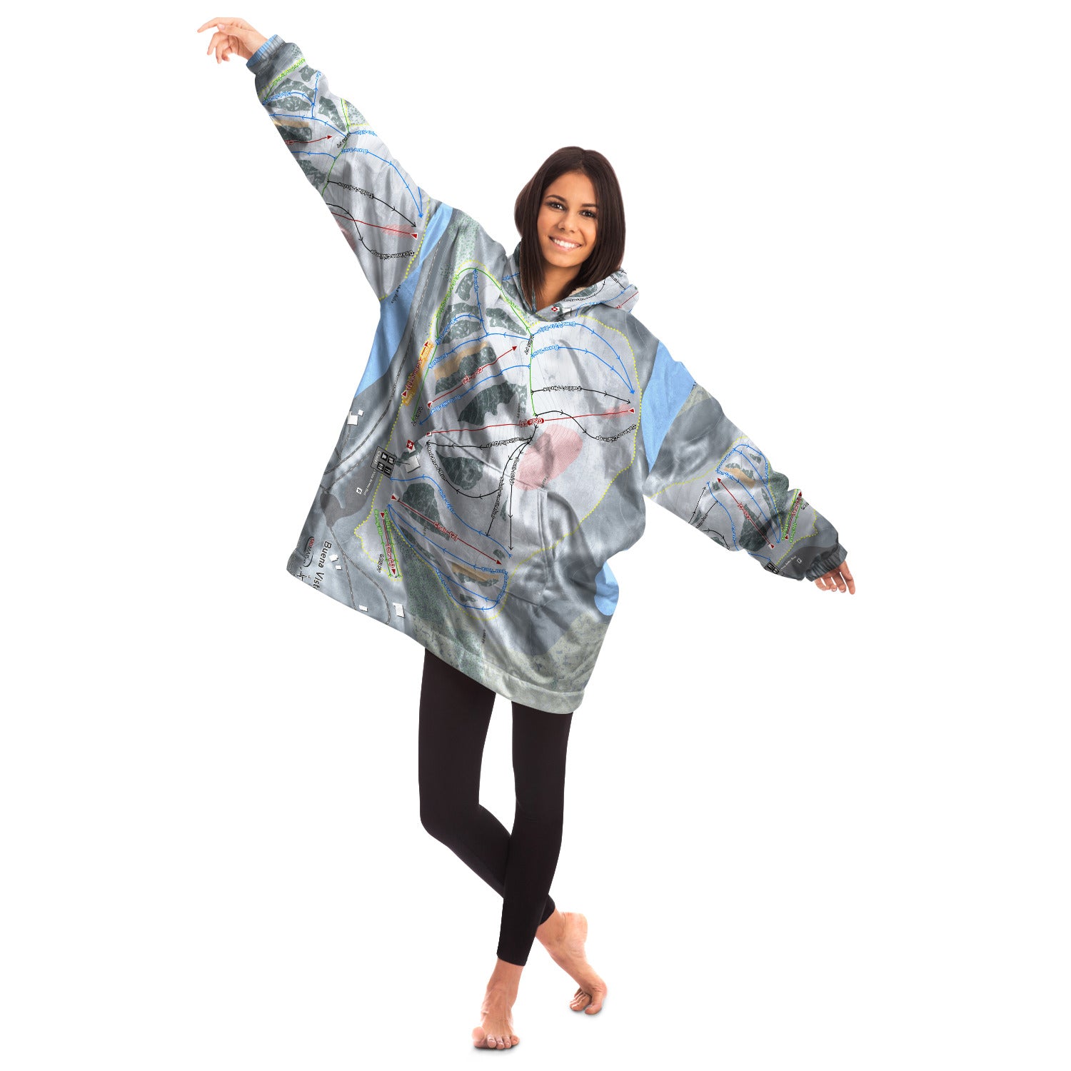 Buena Vista, Minnesota Ski Trail Map Snug Hoodie
