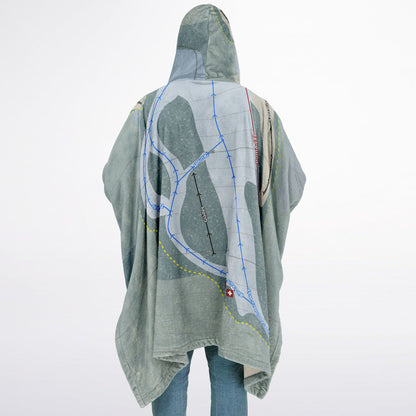 Storrs Hill, New Hampshire Ski Resort Map Flannel Blanket Poncho